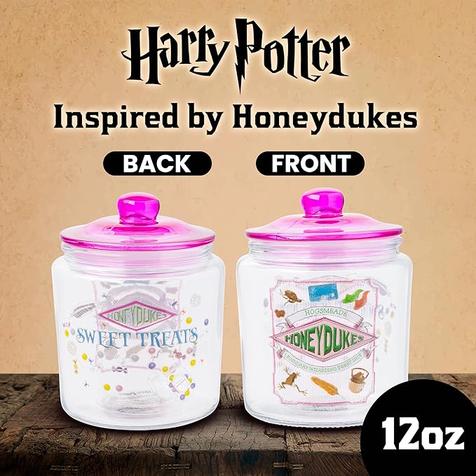 Silver Buffalo Harry Potter Hogsmeade Honeydukes Treats Glass Cookie Snack Candy Jar With Lid (Small)