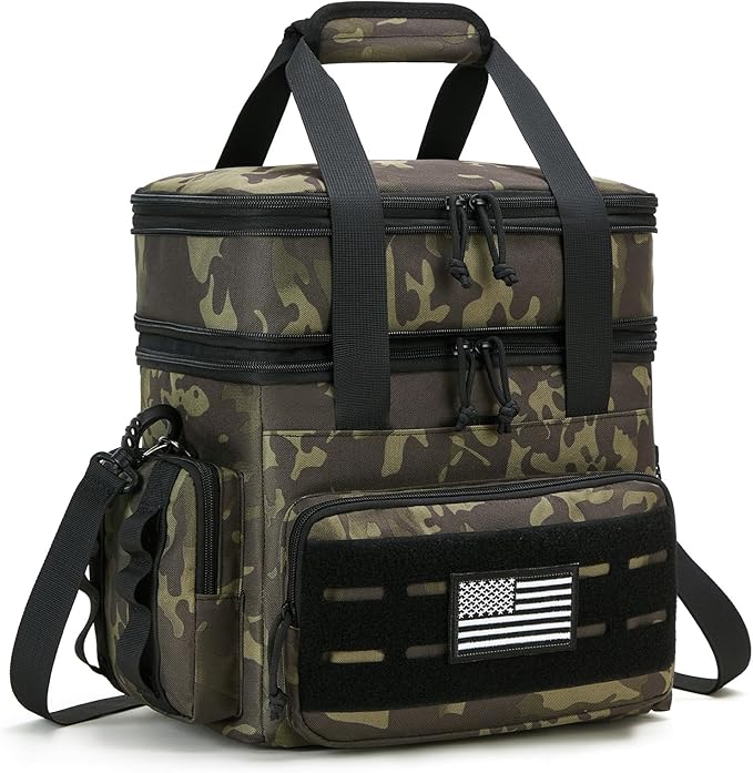 holuxer Tactical Lunch Bag & Lunch Box for Men - Large Double Deck Expandable Insulated Soft Adult Lunchbox for Work - Cooler Bag for Beach, Picnic, Camping,Outdoor，Travel (Camo,16L)