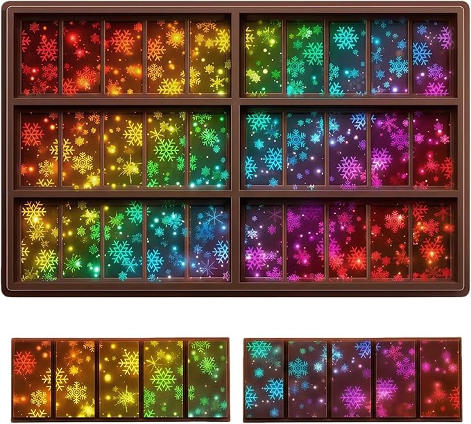 Ziliny Rectangle,Rectangle Holographic Chocolate Bar Mold Silicone, Rainbow Light Effect Chocolate Bar Deep Thick Molds for DIY Candy Dessert Baking, Candy, Wax Melts, Cake Decoration