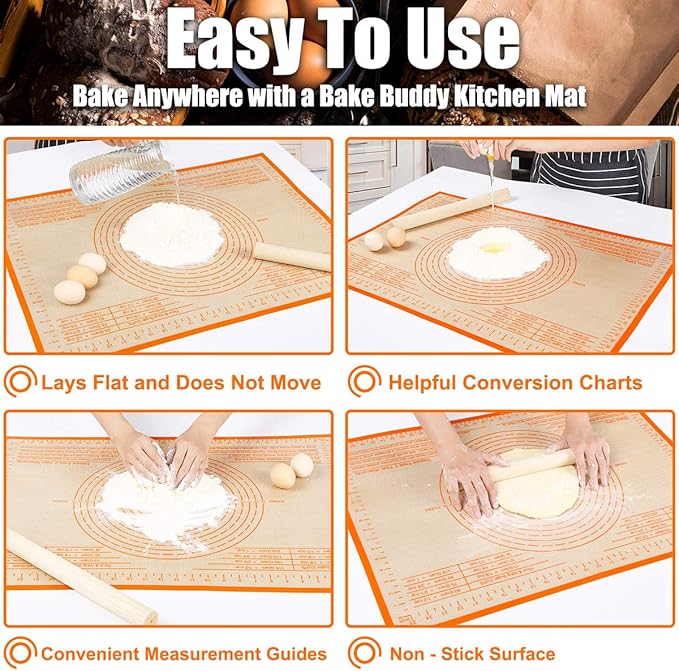 Silicone Pastry Mat 34''By 26'' Nonstick Baking Mats Extra Large Counter Mat for Dough Rolling, Pastry, Pie Crust, Fondant, Cookies, Bread, Pasta, Pizza Mat