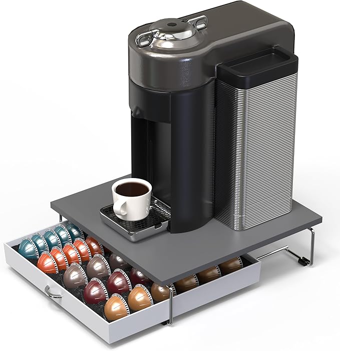 Deco Brothers Supreme Vertuoline Drawer, Holds with 30 Big or 60 Small Vertuoline Pods, Grey