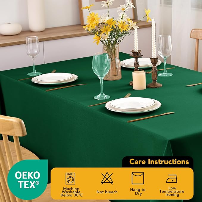 10-Pack Hunter Green Tablecloths for Rectangle Tables, 54 x 108 Inches, Stain-Resistant Polyester Fabric for 6 Foot Tables - Washable Table Covers for Weddings, Birthday Parties, Events