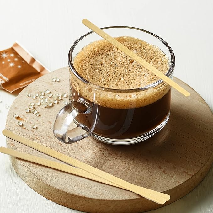 Bamboo Coffee Stirrers, 500 Count of Disposable Coffee Stir Sticks - Stir Sticks For Coffee Bar 5.5 Inch, Stir Sticks with Smooth End, Coffee Stirs for Coffee, Cocktail, Hot Drinks