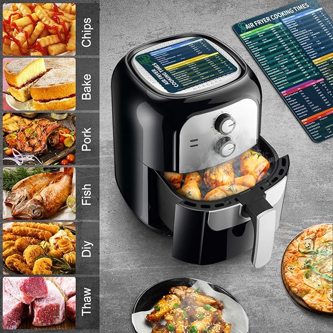 Air Fryer Magnetic Cheat Sheet Set, Cook Times Chart Air Fryer Accessories Magnet Sheet Quick Reference Guide for Cooking and Frying, Easy to Use, Excellent Kitchen Assistant