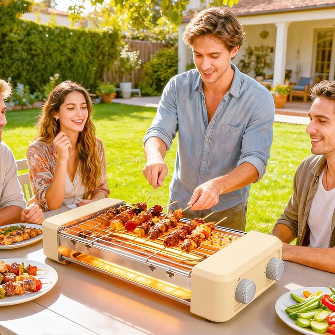 Electric Hot Dog Roller 3 in 1 Indoor Grills Portable with Non-stick & Smokeless Removable Grill & BBQ Griddle Plate, Stainless Sausage Grill Cooker Machine Fits 9 Sausage for Family Party