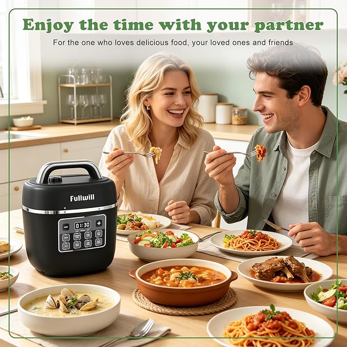Fullwill 7 in1 Electric Pressure Cooker Lite 3 Quarts, Slow Cooker, Rice Cooker,Steamer, Sauté, Warmer, Olla de Presion Nonstick Pot amd DIY