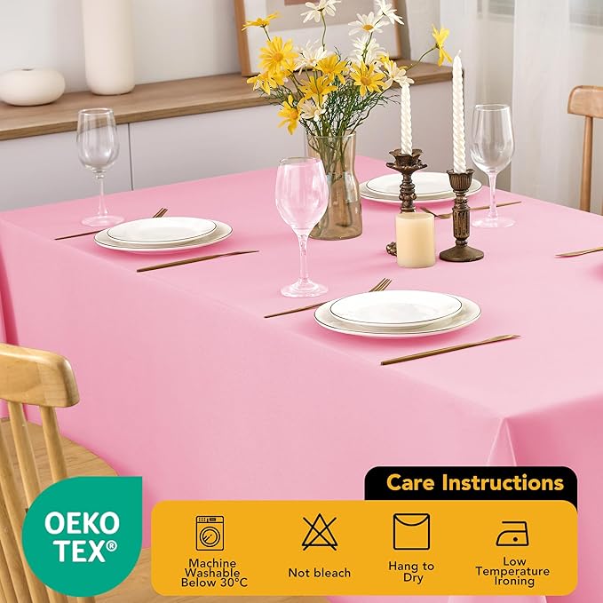 6-Pack Pink Tablecloths for Square Tables, 54 x 54 Inches, Stain-Resistant Polyester Fabric for 2 Foot Tables - Washable Table Covers for Weddings, Banquets, Birthday Parties, Events