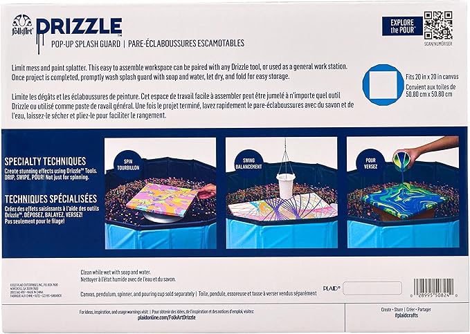 FolkArt Drizzle Pop-Up Splash Guard, Durable Tool for DIY Paint Pouring Arts and Crafts Projects, 50824