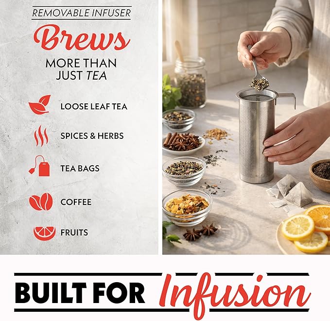 Gourmia Electric Glass Kettle – 1.7L Programmable Tea & Coffee Brewer with Digital Touch Display, 6 Presets, Removable Stainless Steel Infuser, Cordless with 360° Swivel Base, Peach