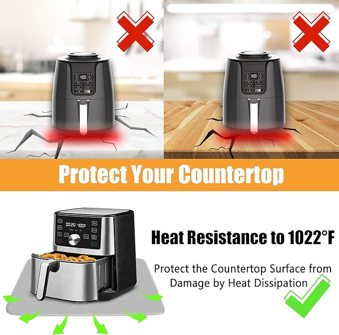 21x24in Heat Resistant Pad, Large Countertop Protector Mat for Air Fryer and Multiple Appliances, Extra Wide Hot Pads for Kitchen