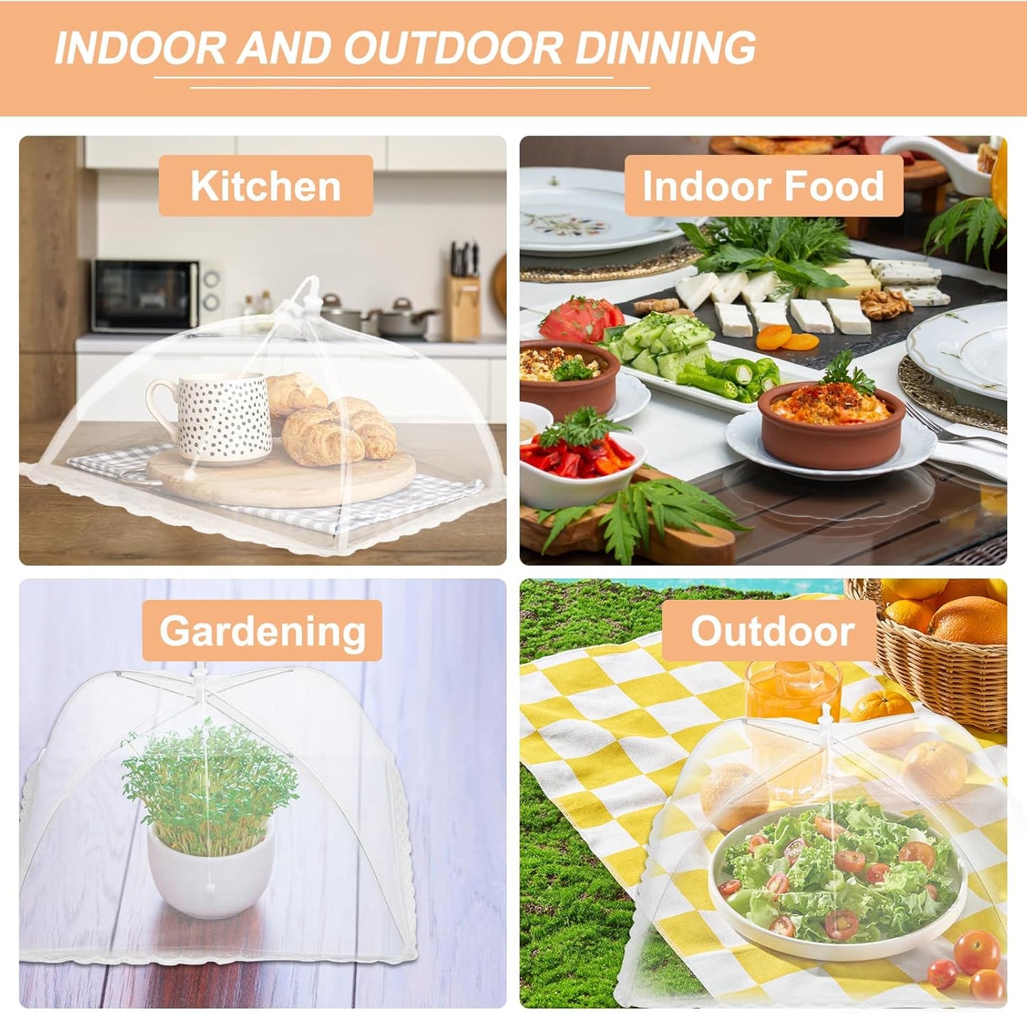 uxcell 3 Pcs Large and Tall Food Covers 17" Mesh Food Covers for Outdoors Collapsible Food Protector Covers Tent for Parties Outdoor Picnics BBQs, Rose