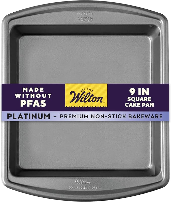 Wilton Platinum Non-Stick Square Cake Pan - Baking Pan for Brownies & Small Cakes - Made Without PFAS - Dishwasher Safe & Even Heat Distribution - 9 x 9 x 2 Inch