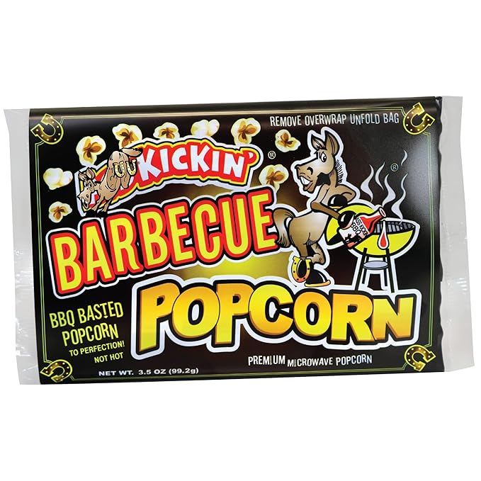 ASS KICKIN' BBQ Microwave Popcorn Bags - 3 Pack - Ultimate Barbecue Gourmet Popcorn Gift - Makes a Great Movie Theater Popcorn or Snack Food for Movie Night