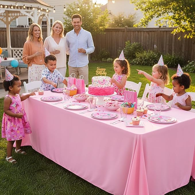 10-Pack Pink Tablecloths for Rectangle Tables, 54 x 108 Inches, Stain-Resistant Polyester Fabric for 6 Foot Tables - Washable Table Covers for Weddings, Banquets, Birthday Parties, Events