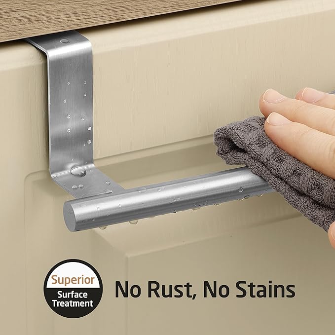 KES Over The Cabinet Door Towel Rack, Kitchen Towel Holder, Over The Cabinet Door Kitchen Towel Bar SUS304 Stainless Steel 2 Pack Brushed Finish, KTH200S26-2-P2