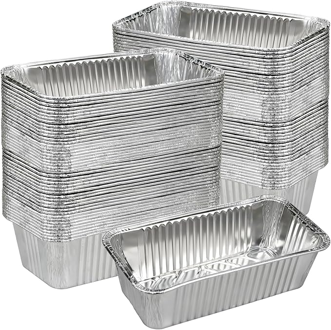 Findful Disposable 2Lb Loaf Pans, 100 Pack Aluminum Bread Pans for Baking - 8.5" x 4.5" x 2.5" Foil Pans Perfect for Banana Bread, Cakes, Meatloaf & Food Serving