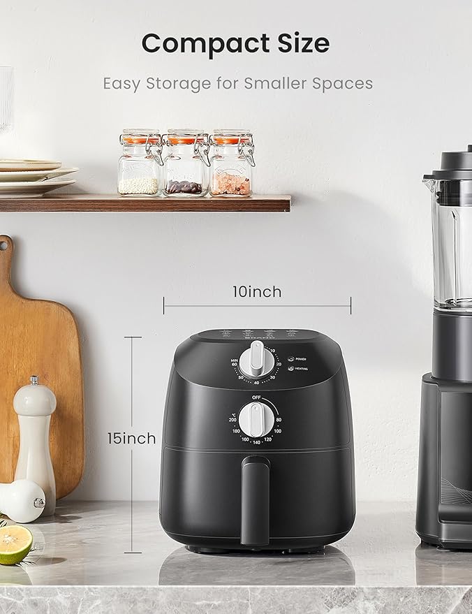 COMFEE' Compact 2.1 Quart Air Fryer with 12 Presets Menu Options, Adjustable Timer & Temperature Control 180-400 degrees F, Dishwasher-Safe Nonstick Fry Basket