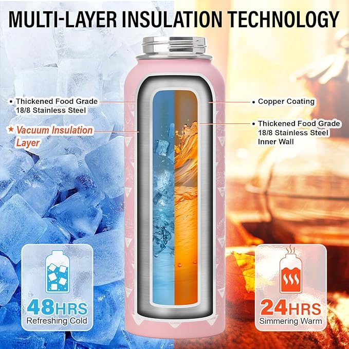 DYSANKY National Parks Water Bottle – 40 oz Insulated Stainless Steel Bottle with 63 Hand-Drawn Park Stickers, Carrier Bag, Strap & Gift Box – BPA-Free – Ideal for Hiking, Camping & Travel