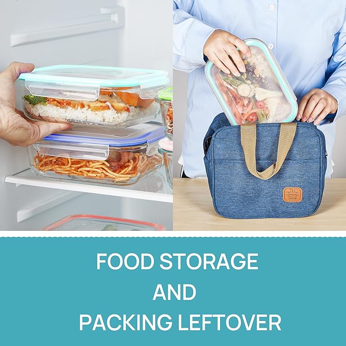 Vtopmart 5 Pack 35oz Glass Food Storage Containers with Lids, Meal Prep Containers, Airtight Reusable Lunch Container Set, Safe for Oven, Microwave, Freezer, and Dishwasher, Multicolour