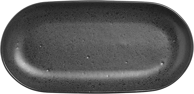 SANGO Anderson Serving Platters Set of 2, 14/12 Inch Stoneware Serving Dishes for Entertaining, Semi-Matte Party Serving Trays for Food, Buffet Oval Platters for Bread, Appetizer, Cheese, Matte Black