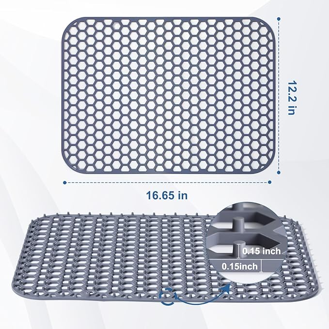 Bestjing Silicone Sink Protector for Kitchen Sink - 16.65''x12.2'' Kitchen Grid Accessory, Non-slip Heat Resistant Grid Dry Mat for Bottom of Porcelain Stainless Steel, Dishwasher Safe