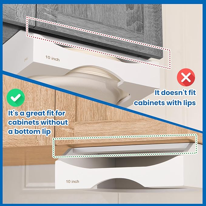 10-inch Paper Plate Dispenser Under Cabinet, Bamboo Paper Plate Holders, Kitchen Counter Vertical Plate Dispensers Holders Countertop Caddy (For 10-inch Plates, White)