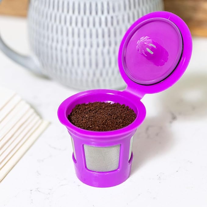 2-Item Bundle: 4-Pack Cafe Save 1-Stream Reusable K Cup Coffee Filters + EZ-Scoop 2 Tbsp Scoop with Integrated Funnel, Refillable Pod Capsule For Use with Keurig & Select Single Cup Coffee Maker