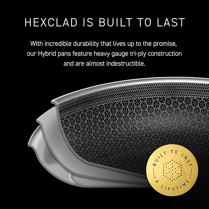 HexClad Hybrid Nonstick 8-Inch Frying Pan, Stay-Cool Handle, Dishwasher-Friendly, Oven-Safe Up to 900°F, Induction Ready, Compatible with All Cooktops (Pack of 2)