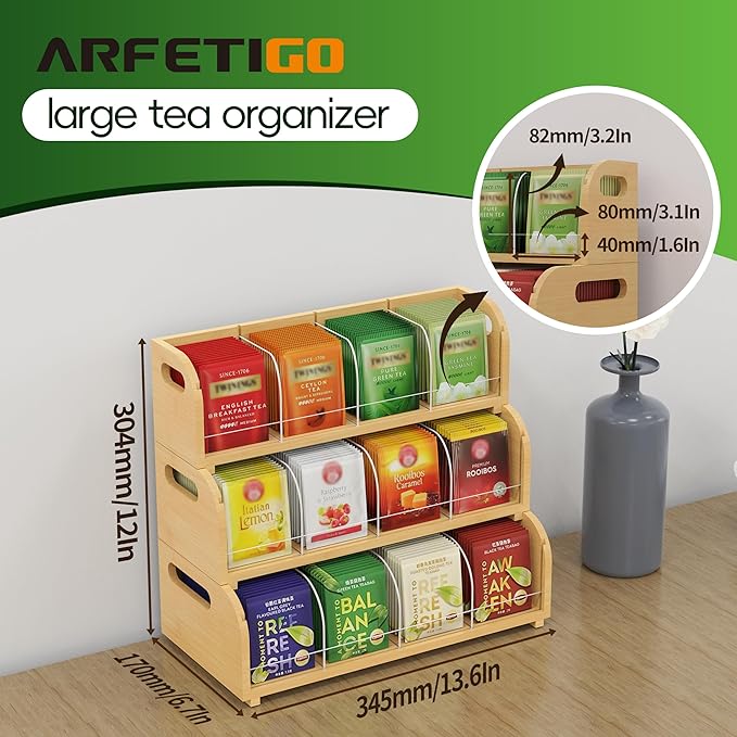 Bamboo Tea Organizer – Stackable Collection (3Tier)