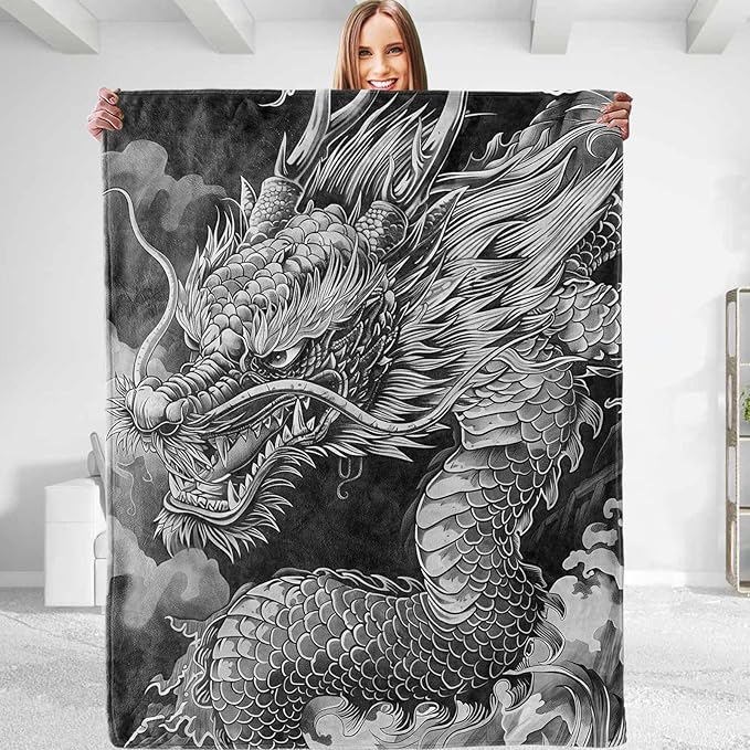 Majestic Dragon Plush Throw Blanket - Soft, Comfy, Lightweight, Warm, and Fuzzy - Ideal Gift for Men and Boys - Perfect for Couch, Bedroom, Travel, Bed - 50x60 inches