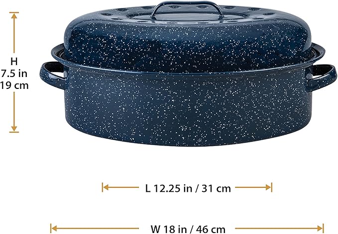 Granite Ware Limited Edition Large Covered Oval Roasting Pan, 18", Blue