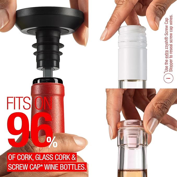 Wine Stopper | Preserve Flavors 8+Weeks | Top-notch Wine Bottle Stopper for zzysh System | Reseal Natural, Glass, Plastic Cork Bottle (White)