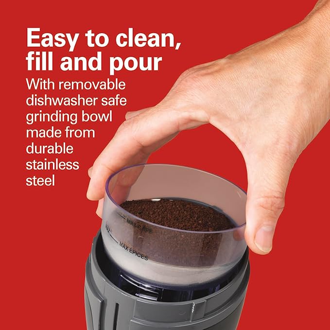 Hamilton Beach Fresh Grind Electric Coffee Grinder for Beans,Spices and More,Stainless Steel Blades,Removable Chamber,Makes up to 12 Cups,Black,(Pack of 2)