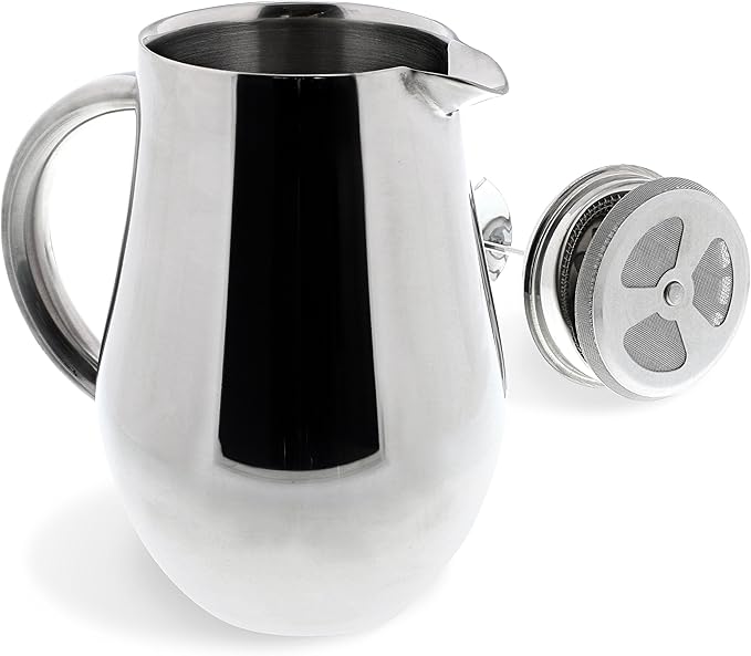 SterlingPro Stainless Steel French Press Coffee Maker Large 1 L (34 oz) with 2 Extra Filters Silver – Double Walled Insulated Coffee Press Keeps Drinks Hot, Easy to Use, Stylish Design for Rich Flavor