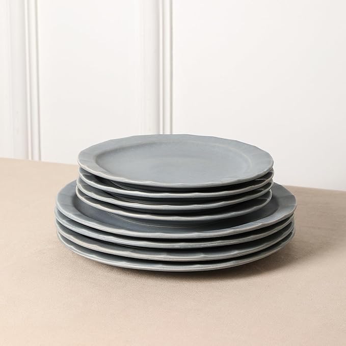 Stone Lain Oasis 4-Piece Dinner Plate Set Stoneware, Grey Blue