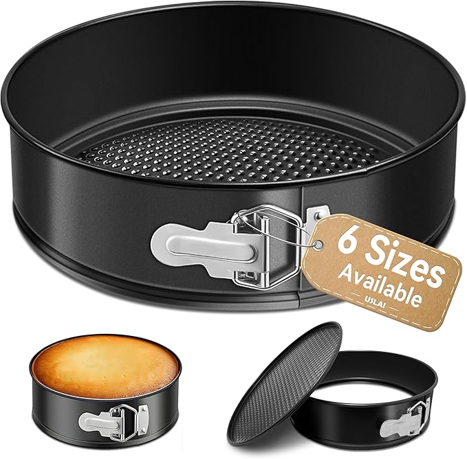 USLAI Springform Pan, 4/6/7/8/9/10 Inch Nonstick Cheesecake Pan with Removable Bottom, Easy to Clean, Ideal for Baking Cakes, Pies and Quiches - 10 Inch