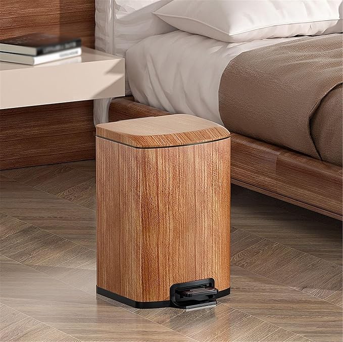Trash Bin Kitchen Vintage Style Pedal Bin Household Stainless Steel Rubbish with Lid, Removable Inner Bucket Garbage Bin(Large)