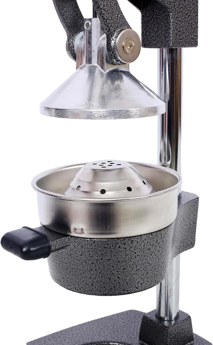 【Cast Iron Citrus Juicer】Commercial Grade Manual Orange Juicer, Heavy Duty Hand Press Juicer for Orange Lemon Lime, Extra Large Countertop Juice Squeezer, Easy Clean (Grey)