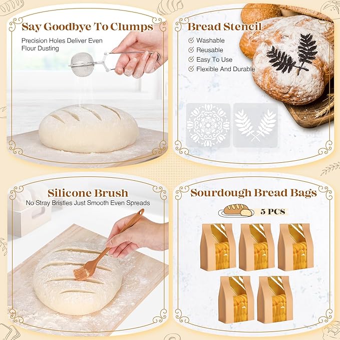 Sourdough Starter Kit with Dutch Oven, Sourdough Bread Baking Supplies, Sour Dough Starter Kits, Sourdough Accessories, Sour Dough Tools Sourdough Tools Kit Dutch Oven for Sourdough Bread Baking