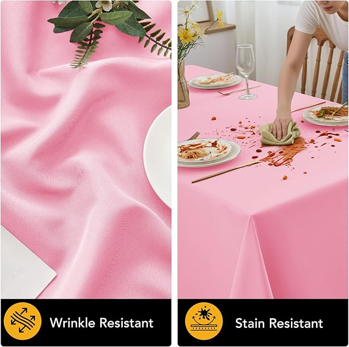 10-Pack Pink Tablecloths for Rectangle Tables, 54 x 108 Inches, Stain-Resistant Polyester Fabric for 6 Foot Tables - Washable Table Covers for Weddings, Banquets, Birthday Parties, Events