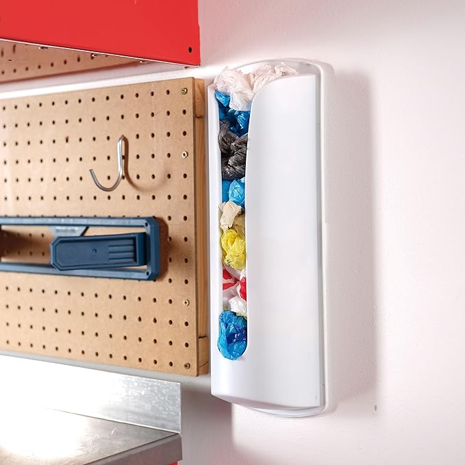 Jokari Multi-Purpose Plastic Shopping Bag Holder. Store and Reuse Bags as Trash Can Liners, Lunch Bags and More. Space-Saving, Eco Conscious Wall Mount or Cabinet Door Attachment Storage Solution