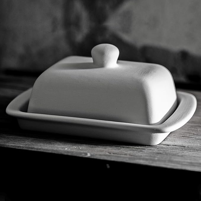 City to Cottage Large Butter Dish with Lid for Countertop, Ceramic Butter Keeper, Butter Container with Knob Handle, Butter Holder Tray with Cover, Handcrafted Purple Polka Dot Butter Dish
