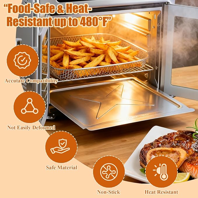 Crumb Tray Replacement for Emeril Lagasse 26 Qt Extra Large French Door Air Fryer, Crumb Tray with 4 Pcs Oven Liners Accessories for Emeril Lagasse 26 Qt Air Fryer