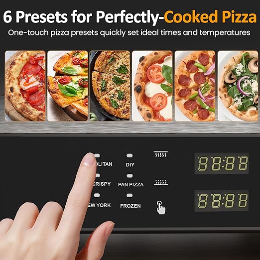 Pizza Oven Indoor Outdoor: Heats up to 750℉, Up to 12" Electric Countertop Pizza Maker with 6 Presets, Control Knob, Portable Pizza Cooker Warmer for Home, Camping, Pizza Stone, Pizza Peel