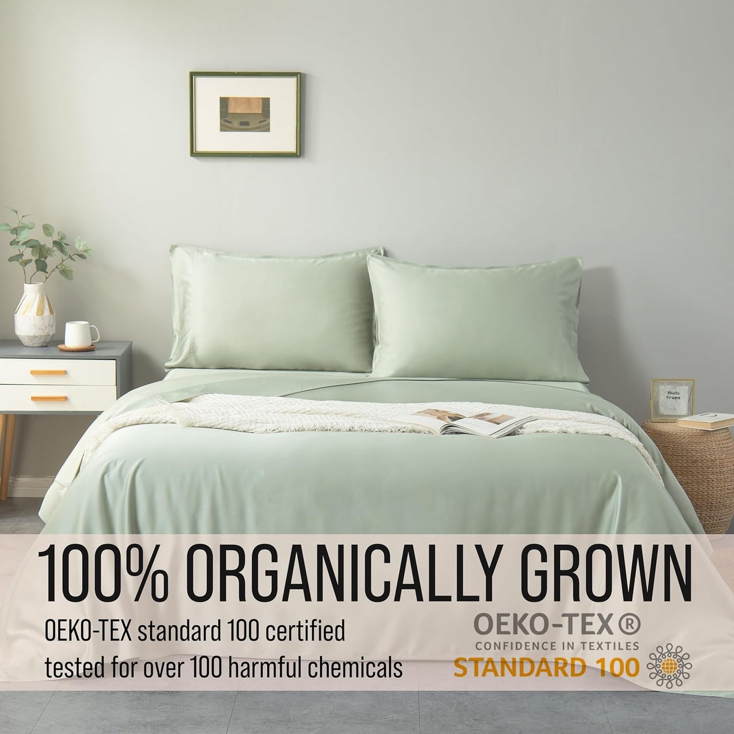 Bella Coterie Luxury Bamboo Viscose Queen Size Sheet Set | 100% Organically Grown | Ultra Soft | Cooling for Hot Sleepers | 18" Deep Pocket [Sea Glass]