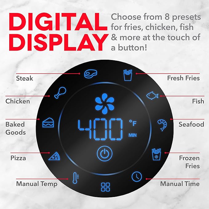 Dash AirCrisp® Pro Digital Air Fryer - Adjustable Temperature Control - Auto Shut-Off Feature & Multiple Presets - Removable Crisper Basket - 3 Quarts - Red