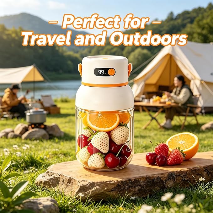 Portable Electric Juicer Cup with Zero Cord Hassle, USB-C Rechargeable Personal Blender, Leakproof Personal Portable Juicer Blender for Gym, Office, Travel and Outdoors (800ml)