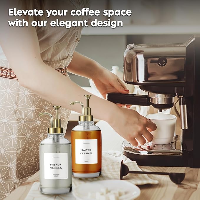 Spaceneat Olive Oil Dispenser Bottle for Kitchen & Coffee Syrup Dispenser Bundle, Gold