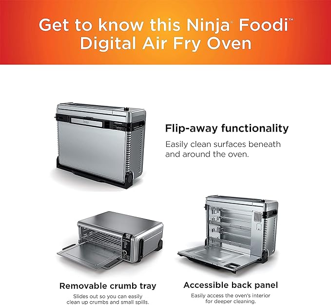 Ninja Digital Air Fryer & Toaster Oven | 8-in-1 Functionality | Flip-Up Design | XL Capacity | Air Fry Basket, Sheet Pan, Wire Rack & Crumb Tray | 1800 Watt | Silver | SP101
