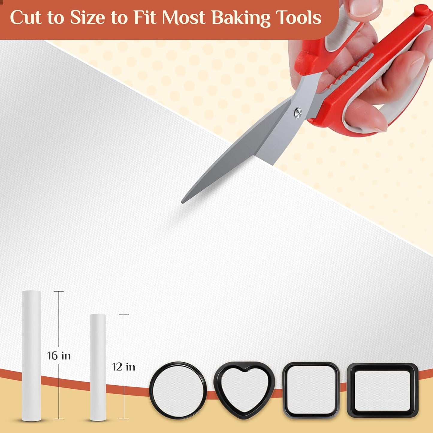 Silicone Baking Mat, 16 IN x 6 FT Free Cutting Baking Sheet,Non-Stick Reusable Dough & Pastry Mat,Non-Slip Silicone Mat Roll for Air Fryer Liner,Freeze Dryer,Oven Baking Pan,Kitchen Counter